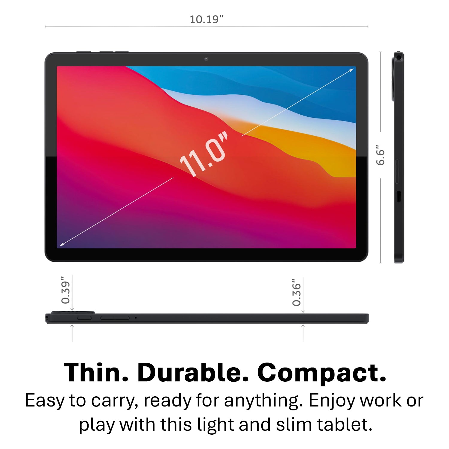 tabtoday 11 inch Tablet with Case, Android 14, Octa-Core Processor 128GB ROM - Black