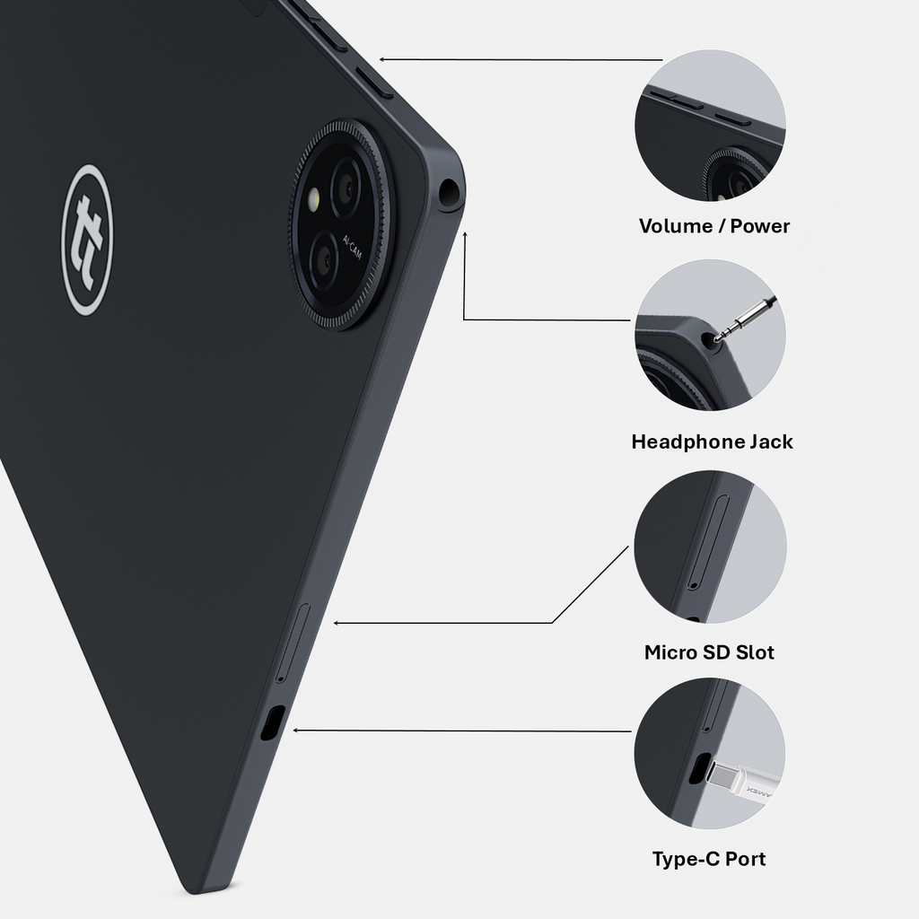 tabtoday 11 inch Tablet with Case, Android 14, Octa-Core Processor 128GB ROM - Black