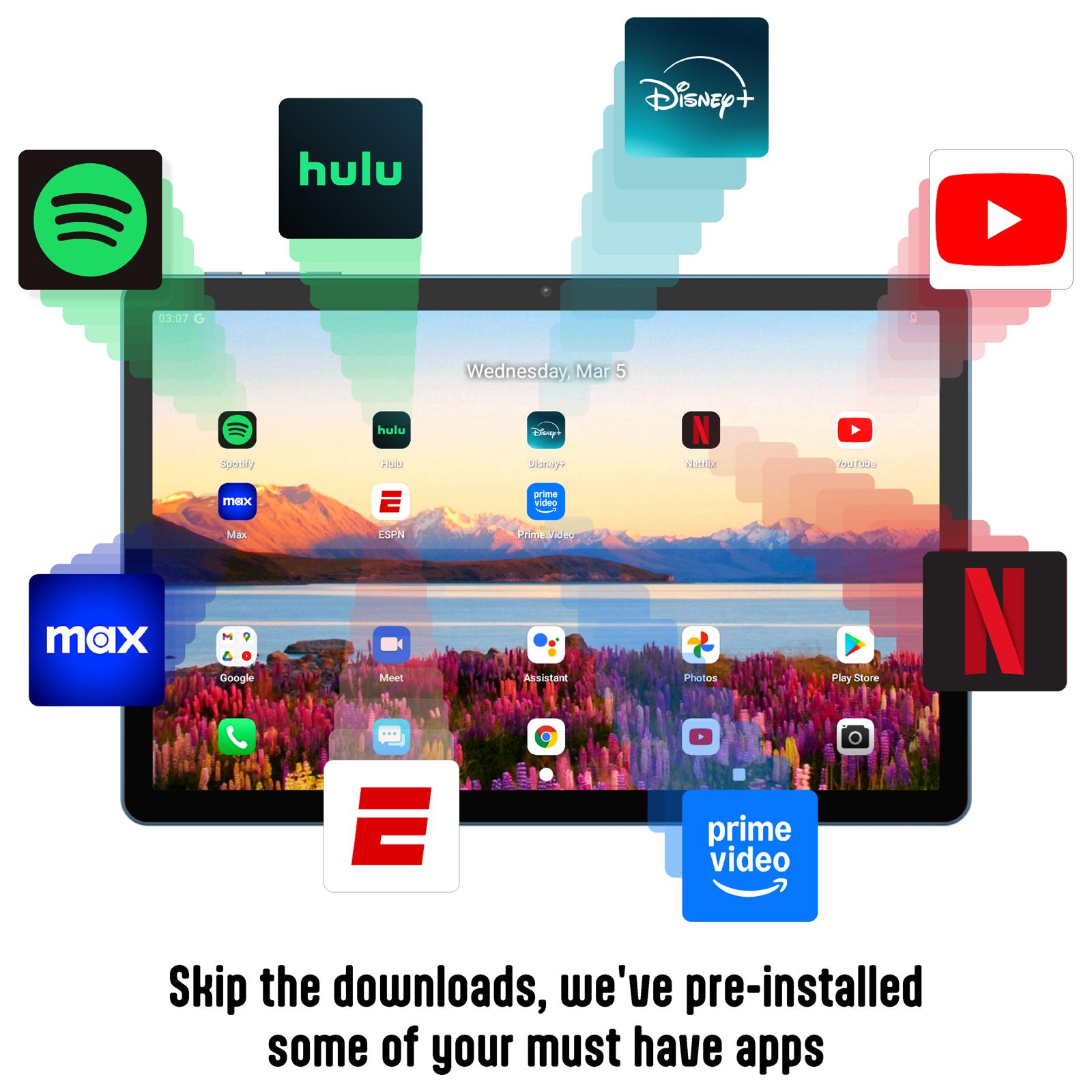 tabtoday 11 inch Tablet with Case, Android 14, Octa-Core Processor 128GB ROM - Blue