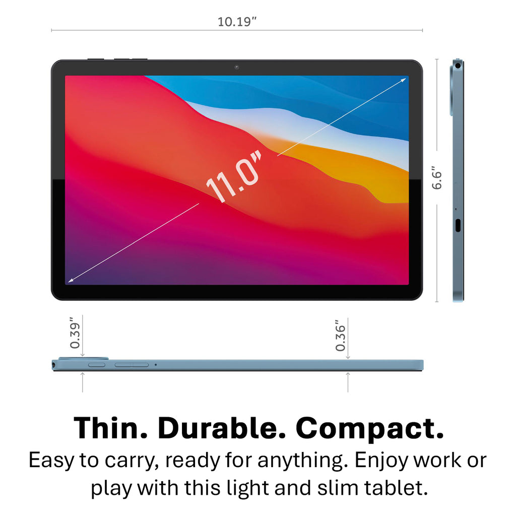 tabtoday 11 inch Tablet with Case, Android 14, Octa-Core Processor 128GB ROM - Blue