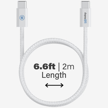 tabtoday 6ft USB-C to USB-C Charging Cable - White