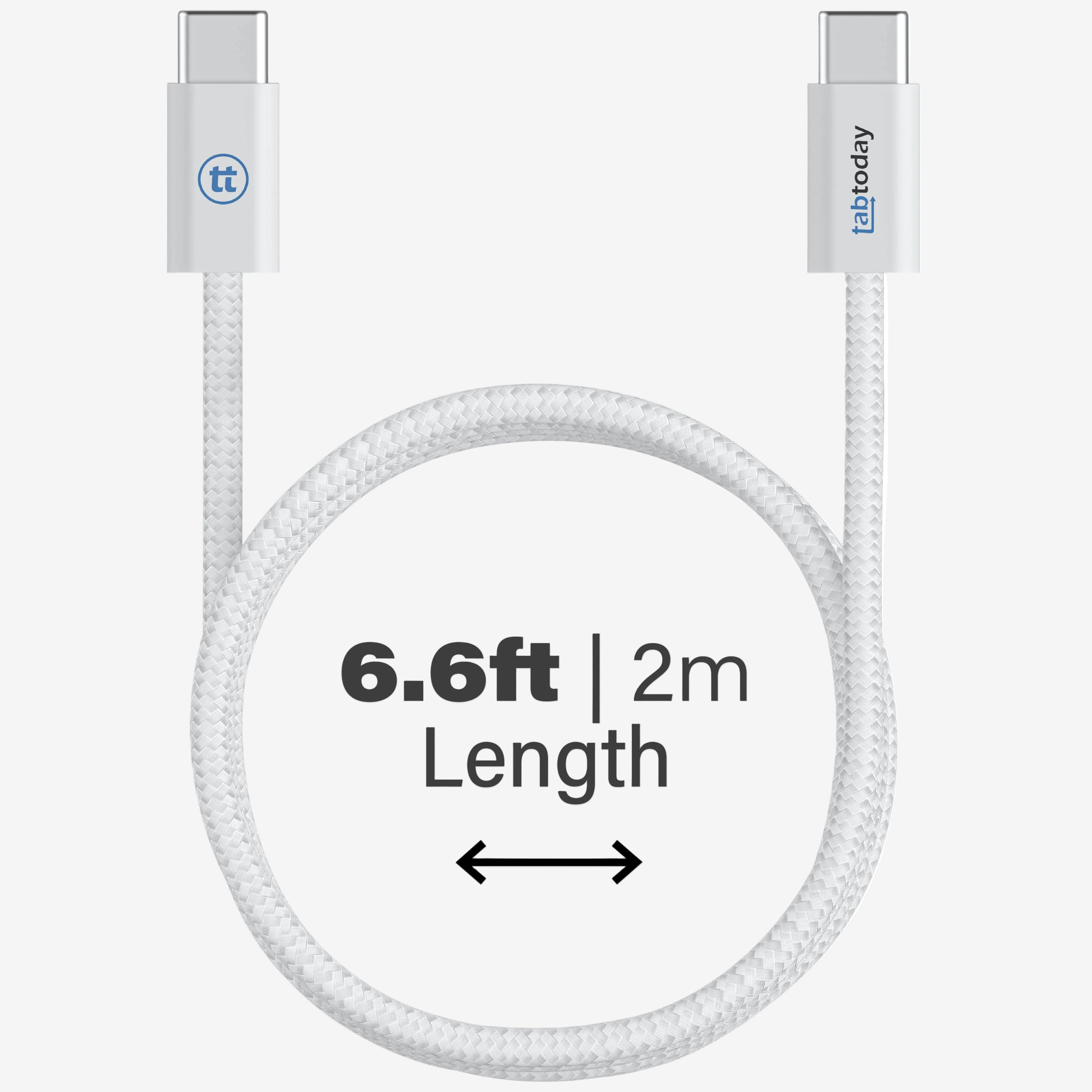 tabtoday 6ft USB-C to USB-C Charging Cable - White