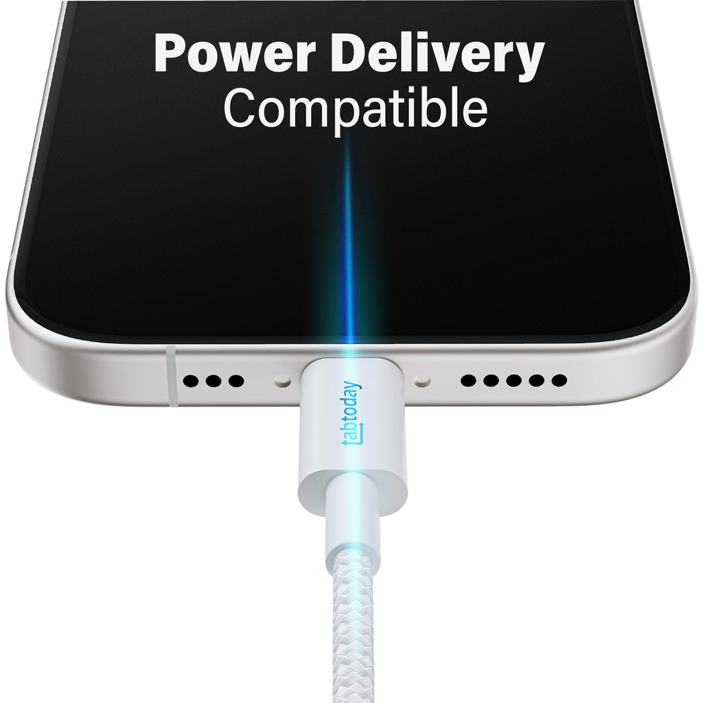tabtoday 6ft USB-C to USB-C Charging Cable - White