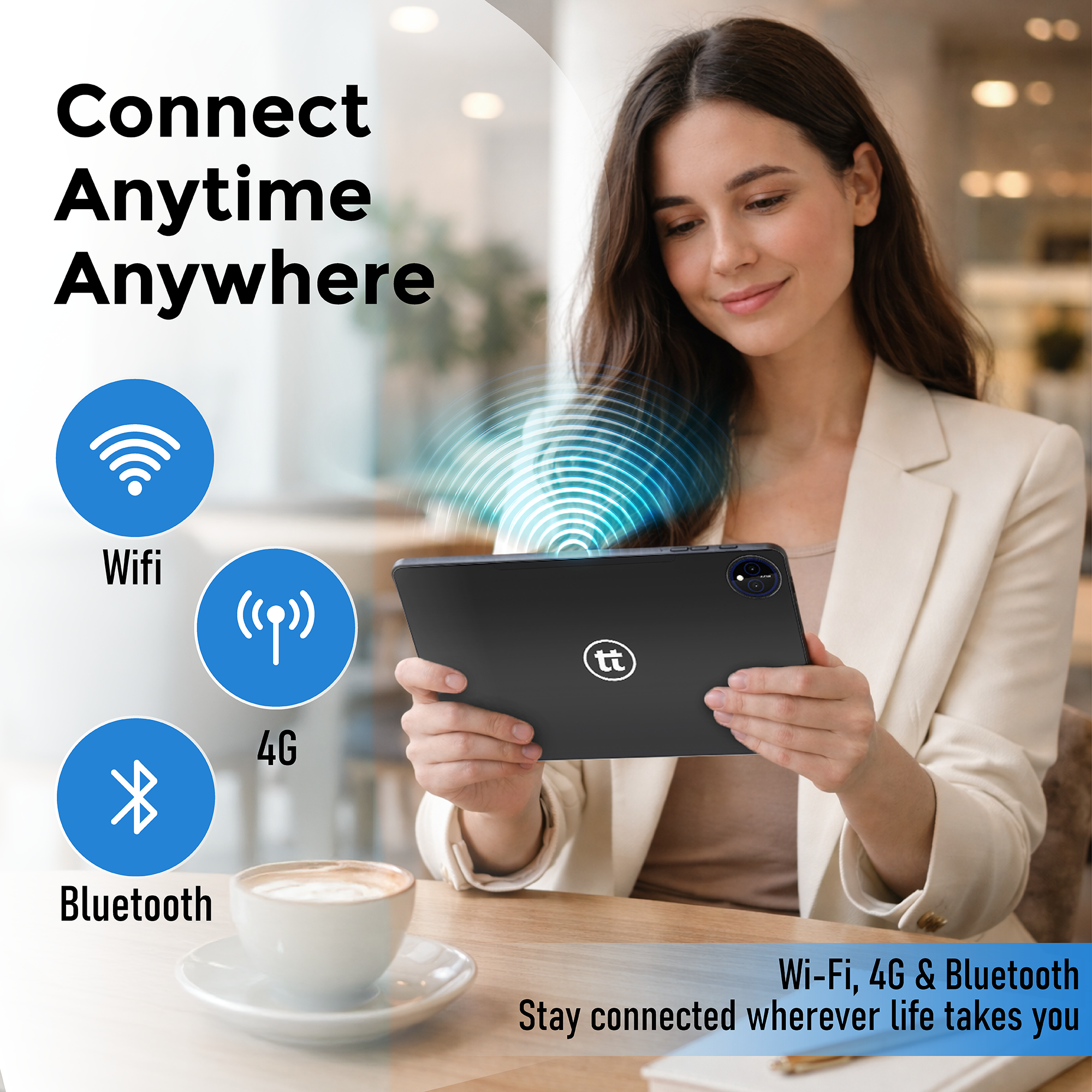 tabtoday 11 inch Tablet with Case, Android 14, Octa-Core Processor 128GB ROM - Black