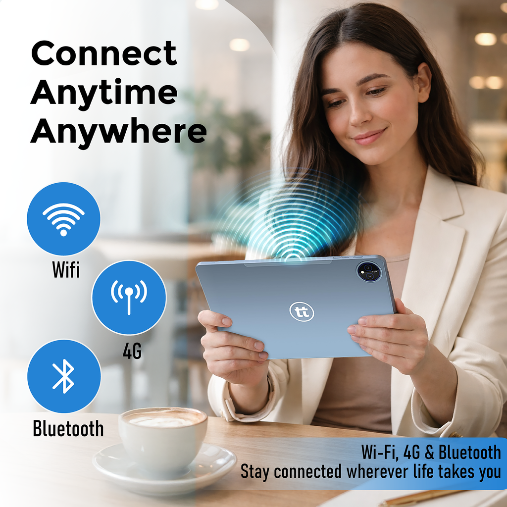 tabtoday 11 inch Tablet with Case, Android 14, Octa-Core Processor 128GB ROM - Blue