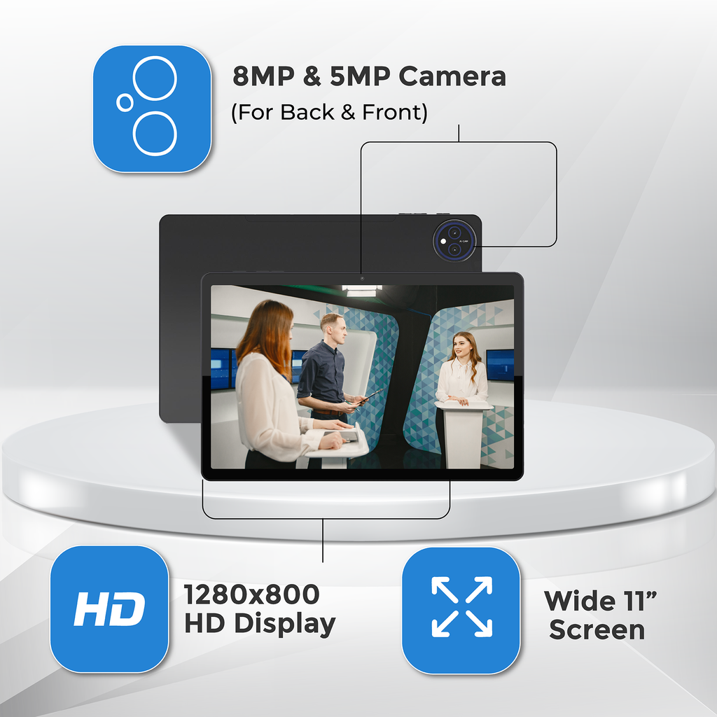 tabtoday 11 inch Tablet with Case, Android 14, Octa-Core Processor 128GB ROM - Black