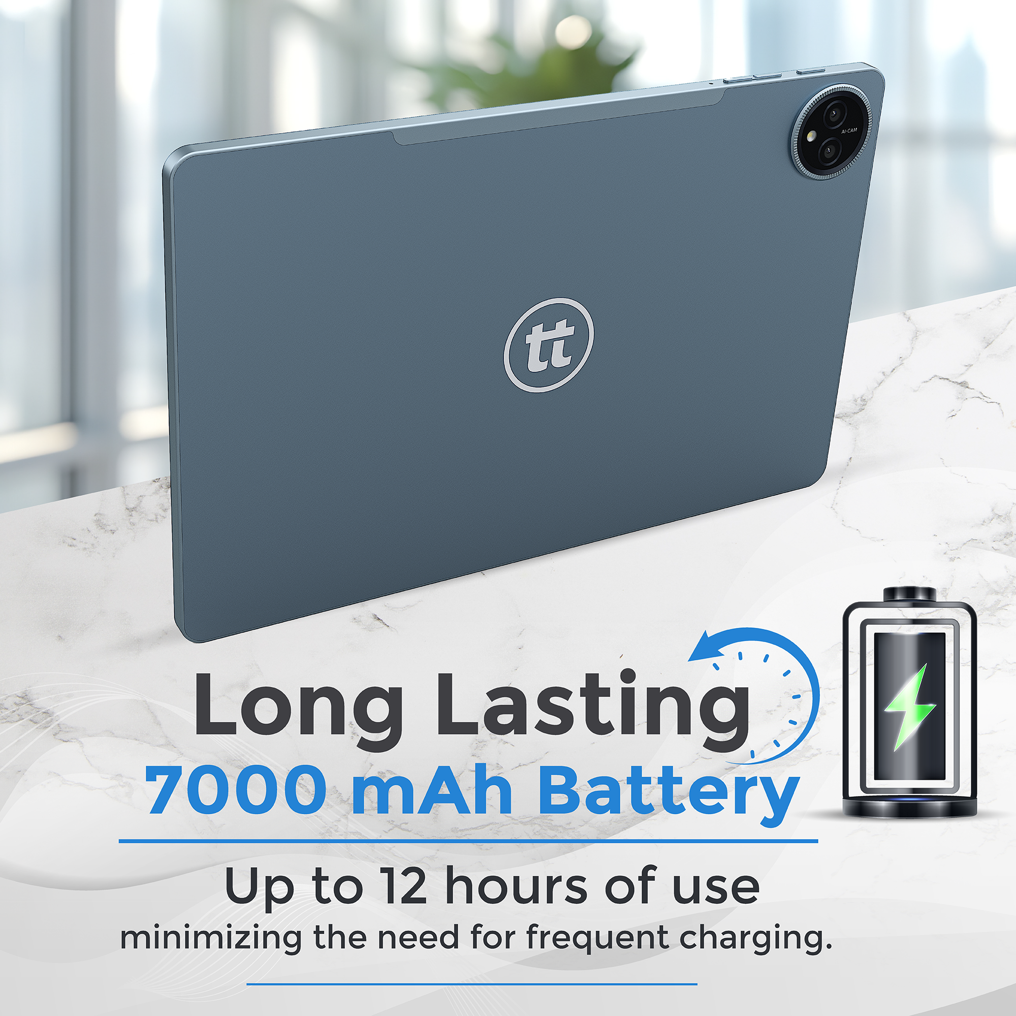 tabtoday 11 inch Tablet with Case, Android 14, Octa-Core Processor 128GB ROM - Blue